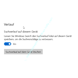 Windows 10 Desktopsuche-Tutorial: Verlauf – Festlegen, ob der Suchverlauf auf dem Computer gespeichert werden soll oder nicht
