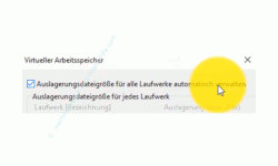 Windows 10 Tutorial - Die Auslagerungsdatei pagefile.sys für ein schnelleres System verschieben! - Virtueller Arbeitsspeicher Option Auslagerungsdatei für alle Laufwerke automatisch verwalten 