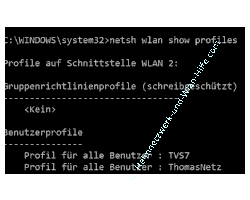 Wlan-Profile Tutorial: Vorhandene Wlan-Profile mit dem Befehl netsh show wlan profiles anzeigen