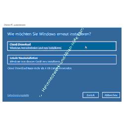 Windows 10 System-Tutorial: Wiederherstellung – Option Cloud-Download