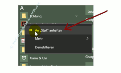 Windows 10 - Eigene Programme im Startmenü einbinden – Der Programm-Kontextmenübefehl An Start anheften 