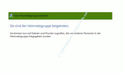 Einer Heimnetzgruppe beitreten – Der Assistent zum Beitreten einer Heimnetzgruppe, Erfolgsmeldung