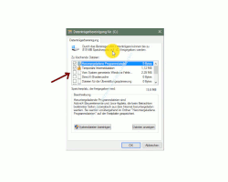 Windows 10 Datenträgerbereinigung – Konfigurationsfenster mit Speicherplatz-Bereinigungsoptionen