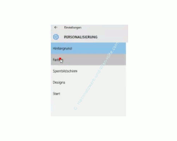 Windows 10 - Die Hintergrundtransparenz aktivieren oder deaktivieren – Menü Einstellungen, Menüpunkt Personalisierung, Menü Farben