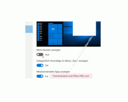 Windows 10 - Die Kachelanzahl im Startmenü von 3 auf 4 erhöhen – Option , Mehr Kacheln anzeigen