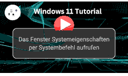 Das Systemeigenschaftenfenster unter Windows 11 per Systembefehl aufrufen - Youtube Video Windows 11 Tutorial