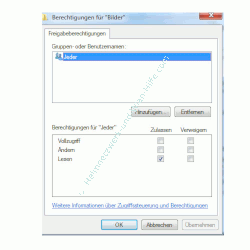 Heimnetzwerk Anleitungen: Die Windows-Heimnetzgruppe im eigenen Computernetzwerk nutzen - Windows 7 - Berechtigungen für eine Freigabe vergeben