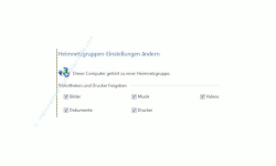 Heimnetzwerk Tutorials: Windows 7 Dateien und Drucker freigeben - Freigabeeinstellungen Ansicht