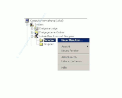 Anleitung: Windows Benutzerkonto einrichten - Computerverwaltung - Auswahl von Neuer Benutzer