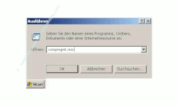 Anleitung: Windows Benutzerkonto einrichten - Eingabe von compmgmt.msc in das Eingabefeld