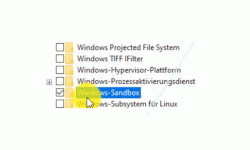 Windows 10 Tutorial - Mit der virtuellen Umgebung Sandbox ohne Gefahr Programme testen! - Windows Features: Die Option Windows-Sandbox aktivieren 