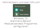 Windows 10 Startmenü-Bereich Meistverwendete Programme konfigurieren