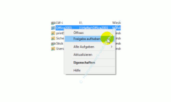 Windows 10 Tutorial: Alle Freigaben anzeigen – Eine Freigabe über das Kontextmenü der Freigabe aufheben