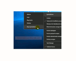 Windows 10 Tutorial - Symbolleisten in der Taskleiste einbinden – Kontext Taskleiste, Befehl Symbolleisten, Neue Symbolleiste