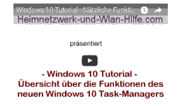 Youtube Video Tutorial - Nützliche Funktionen des neuen Windows 10 Task-Managers