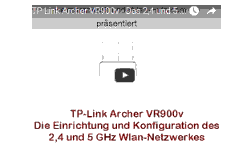 Youtube Video Tutorial - TP-Link Archer VR900v -Das 2,4 und 5 GHz Wlan-Netzwerk konfigurieren