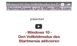 Youtube Video Tutorial - Windows 10 - Den Vollbildmodus des Startmenüs aktivieren