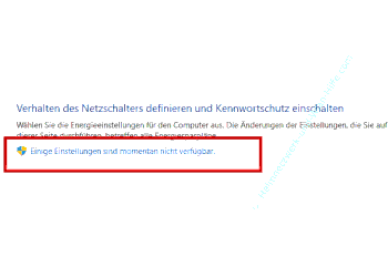 Zugriff auf Energieoptionen über Einige Einstellungen sind momentan nicht verfügbar