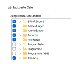 Zusätzliche Ordner der Suchindizierung hinzufügen