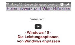 Youtube Video Tutorial - Windows 10 - Die Leistungsoptionen von Windows anpassen